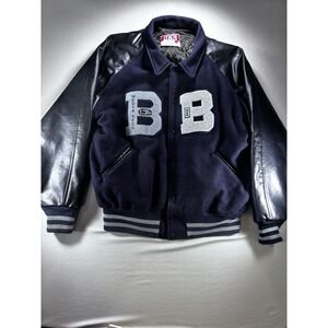 Vintage 70s/80sFab Knit Media Tech BB  Melton Wool Naugalite Lettermn  Jacket XL